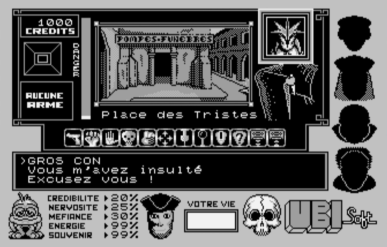 Les dialogues avec les PNJ sont assez limités, mais au moins on peut s'amuser à les insulter. Il convient de s'excuser ensuite, sinon ils vous envoient à l'hôpital.